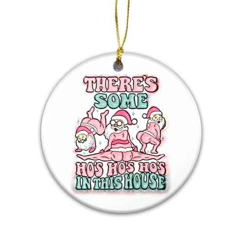 Santa's Ho Ho's Holiday Humor Ornament - Merry & Funny Pink Santa for Christmas
