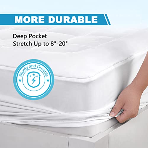 Oaskys Queen Mattress Pad Cover Cooling Deep Pocket Fitted Mattress Topper White