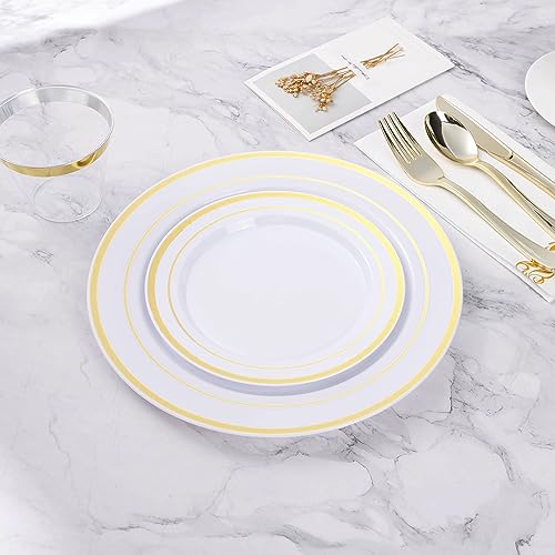 Gold Disposable Plastic Dinner Plates 10.25 Inch - 100 Pcs - BESTVIP