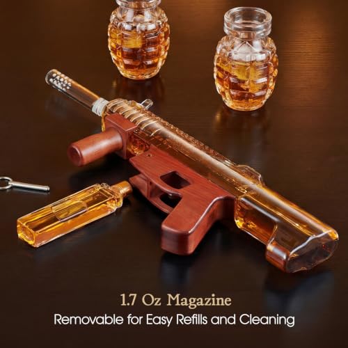 Kollea Transparent Cool Whiskey Decanter Gift Set with Grenade Glasses