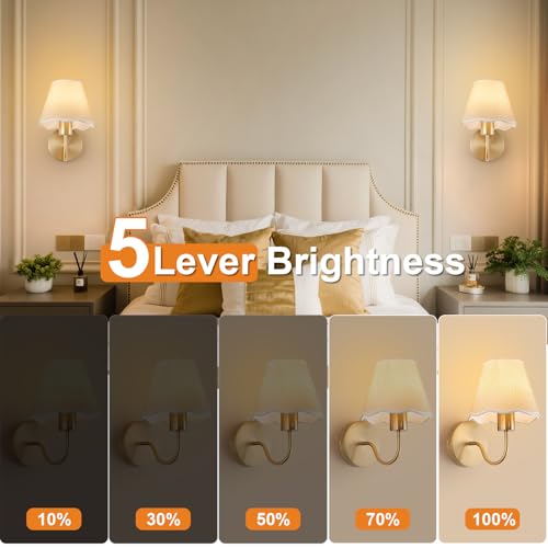 Cream 10 Inch Battery Operated Wall Sconce Set of 2 with Rechargeable Bulbs