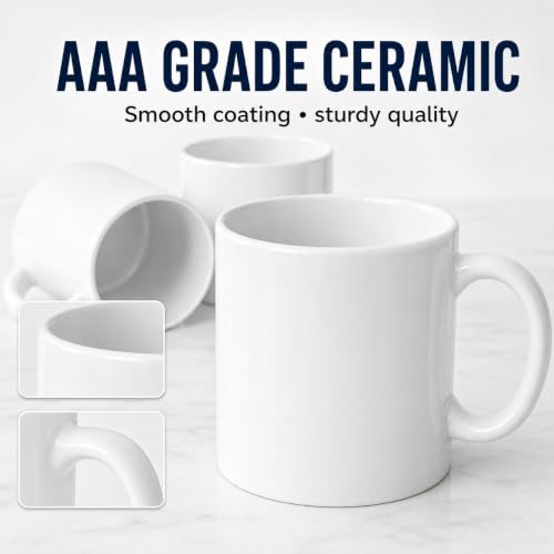 11oz White Sublimation Ceramic Coffee Mugs Pack of 36 with Individual Boxes - Heat Press DIY