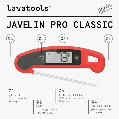 Digital Meat Thermometer - Javelin PRO Classic Ultra-Fast 2-Second Read - Sambal Variation