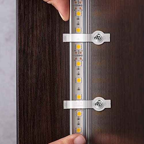 100 Pack Christmas LED Strip Light Mounting Brackets Fixing Clips One Side LED Light Clamps with Screws for 10 mm Wide