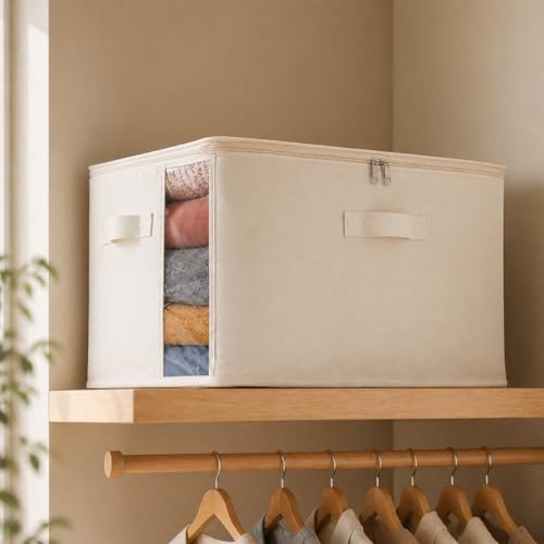 Vailando Natural Canvas 3-Pack Comforter & Clothing Storage Bags, Foldable & Water-Resistant