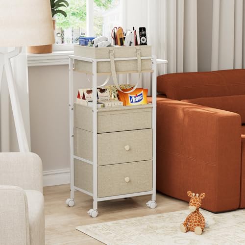 3-in-1 Baby Diaper Caddy Organizer Cart with Drawers - Off White