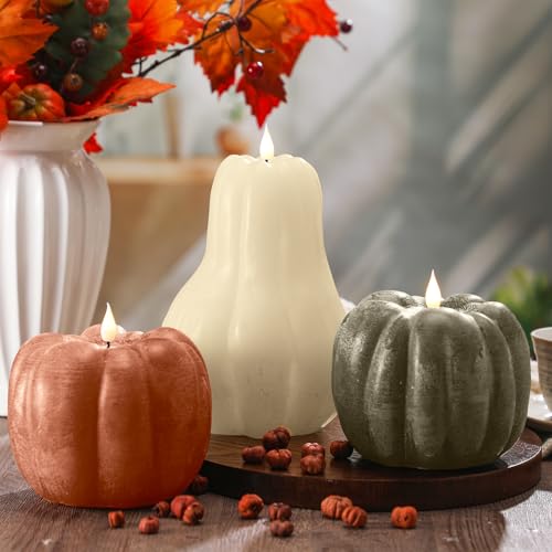 Halloween Pumpkin Flameless Candles Set - Safe LED Autumn Decor