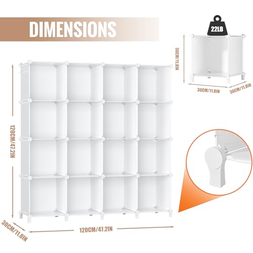 Neprock 16 Cubby Storage Organizer, Closet Clothes Cube Shelves