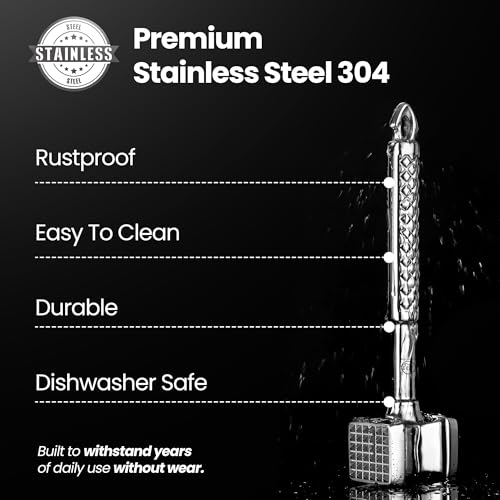 Gourmet Easy Classic Meat Tenderizer Tool - Original Edition, Heavy-Duty Stainless Steel, Non-Slip Handle