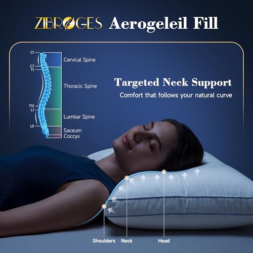 Queen Size Down & Support Hybrid Hotel Pillows Set of 2