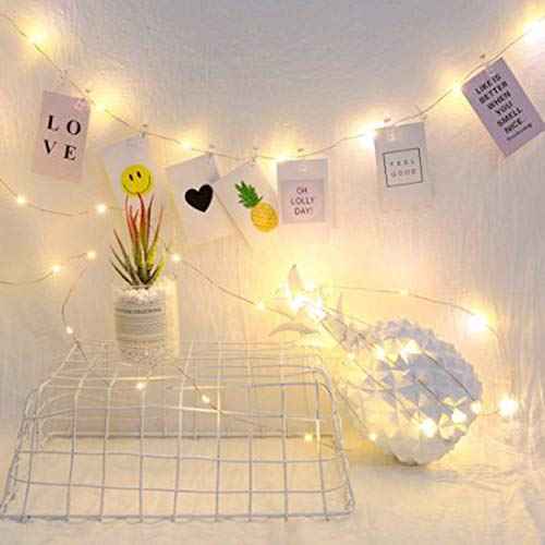 JMTGNSEP 50LED 20 Photo Clips String Fairy Lights Battery Powered Decoration for Living Bedroom Indoor Christmas Party Wedding for Photo Picture Hanging Display, Battery Operated (16ft Warm White)