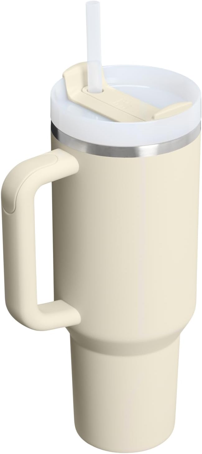 STANLEY Quencher H2.0 Tumbler - 40 oz Insulated Stainless Steel Cup with Handle & Straw | Toasted Almond