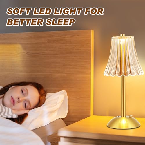 Liliful Cordless LED Touch Table Lamp - Gold and Rose Style, 4 Pack