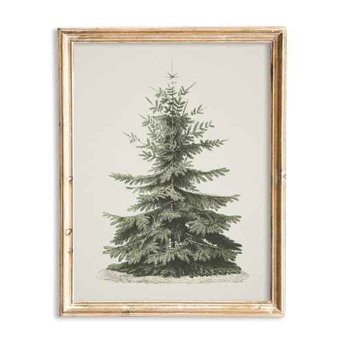 JarThenaAMCS Christmas Wall Art Print Wall Decor Vintage Xmas Pine Tree Paper Art Poster for Gallery Living Room Bedroom Decoration (UNFRAMED 8 x 10 Inch)