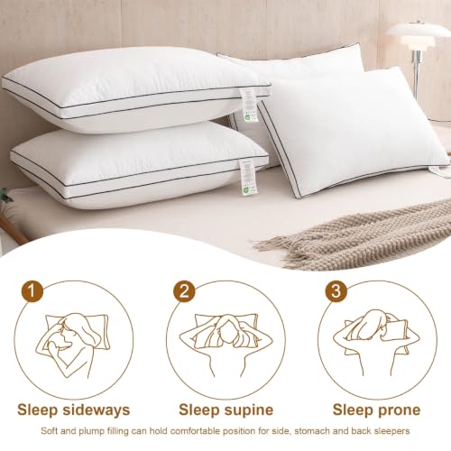 White Reversible Queen Bed Pillows Set of 4 - Firm One Side Soft Other | BEDTOVA