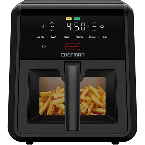 Chefman 7-Qt TurboFry Air Fryer 6-in-1 Digital Convection Oven, Space-Saving Black