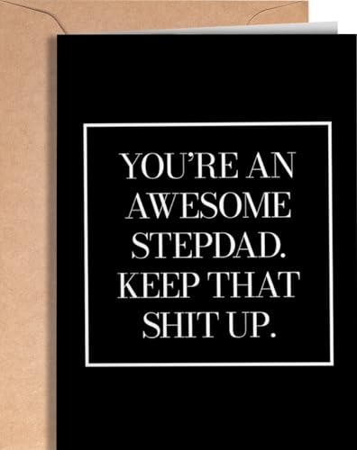 Stepdad Birthday Card - Funny Bonus Dad Note Card for Stepfather