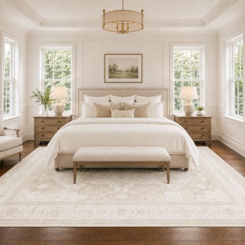 8x10 Area Rugs Living Room: Bedroom Vintage Washable Carpet Beige