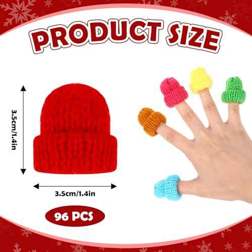 EBOOT 48 Pieces Mini Knit Hats for Crafts Mini Doll Hats Christmas Tree Ornaments for DIY Hair Accessories Crafts