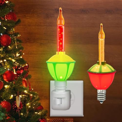 Multi-Color Christmas Bubble Light Night Lights,2 Vintage Bubble Light Bulbs with Multicolor Liquid 5W C7/ E12 Candelabra Base, 1 Pack