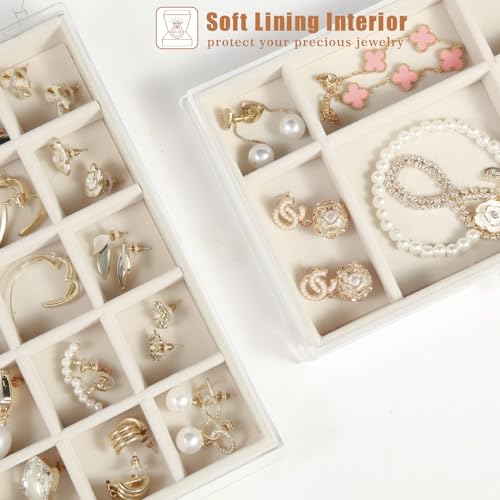 GUOER Acrylic Earring Organizer Jewelry Box 5 Drawers Warm White