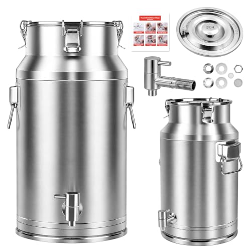 20L Stainless Steel Water Dispenser with Faucet - Thickened Milk Can for Water, Juice, Tea, Beverage Storage - Variation of THIS listing