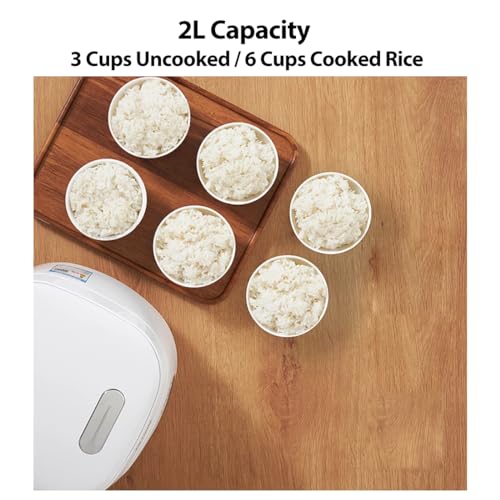 Ceramic Rice Cooker 2L with 4 Cups Uncooked Capacity, Non-Stick Inner Pot