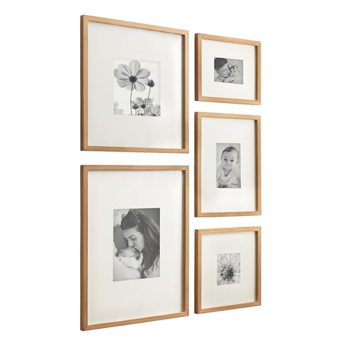 Rustic Brown Gallery Framed Wall Art Set of 5 - Modern Rectangle Decor