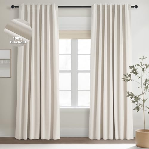 Birch 52W x 90L Blackout Linen Curtains Set for Bedroom & Living Room - 2 Panels
