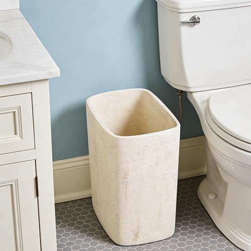 Polytree Natural Travertine Textures Yellow Stone Small Bathroom & Kitchen Trash Can 1.8 Gallon