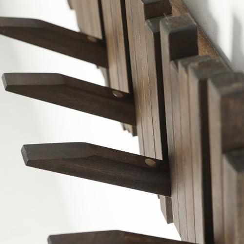 GOGREEBELL Walnut Color Wall Mount Coat Rack with 7 Hooks - Handmade Acacia Wood Entryway Organizer