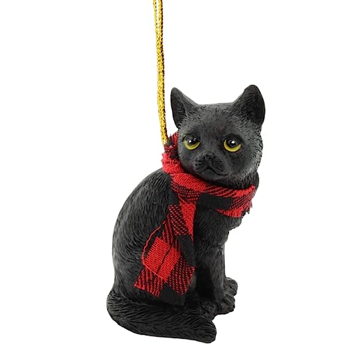 Needzo Black Cat Christmas Ornament 3 Inches (Bombay Kitty with Scarf) — Variation: Black Cat