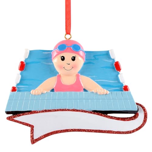 Personalized Swimming Girl Ornament 2026 - Custom Name, Year & Message