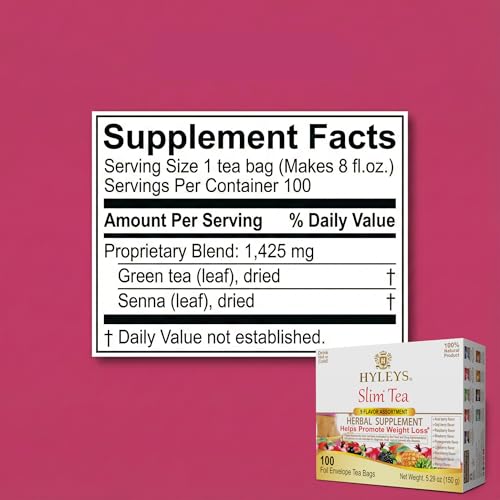 Hyleys Slim Tea 9-Flavor Variety Pack - 100 Bags, Natural Weight Loss Support