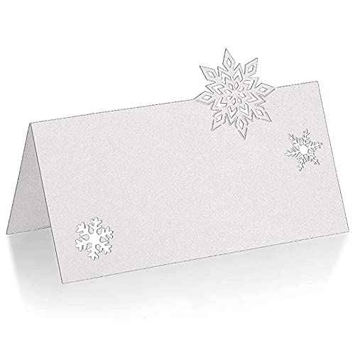 48 Pcs Snowflake Table Cards Christmas Party Place Cards Wedding Seating Cards Tabletop Name Tags Table Setting Cards Food Buffet Labels