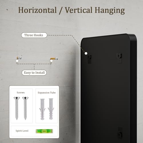 VooBang Black Rectangular Bathroom Mirror 48-Inch Wall Mirror with Deep Frame