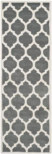 SAFAVIEH Chatham Collection 2'3" x 5' Dark Grey/Ivory CHT734D Handmade Geometric Premium Wool Accent Rug