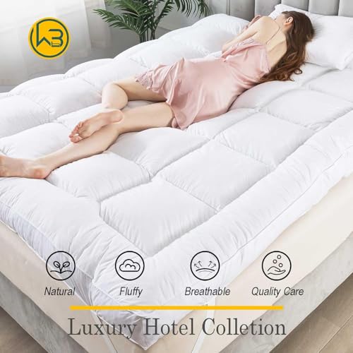 WhatsBedding White Full 3-Inch Duck Feather Memory Foam Mattress Topper