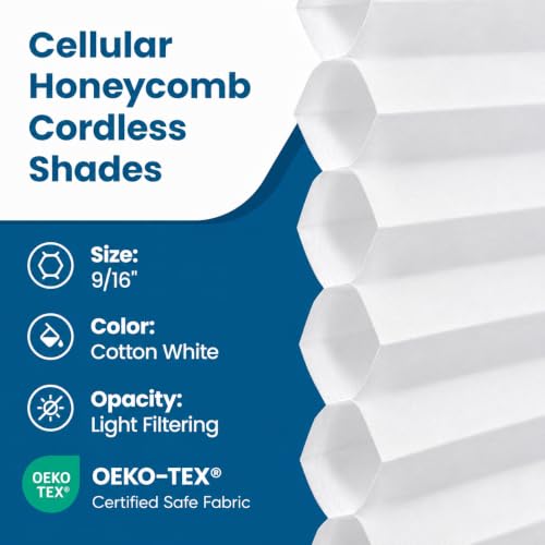 BlindsAvenue Cordless Cellular Shade White 46x48 Inches Inside Mount