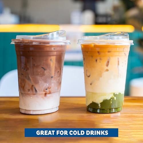 Freshware 12 oz Clear Disposable Plastic Cups with Strawless Sip