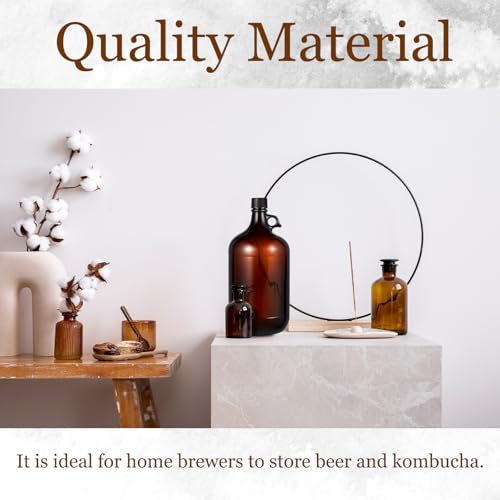 4 Pack 1 Gallon Amber Glass Jugs with Seal Lid for Home Brewing & Fermentation