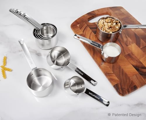 KEAWELL Silver 5-Piece Measuring Cup Set - 18/10 Stainless Steel Kitchen Tools