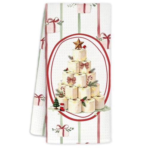TLOJG Christmas Tree Hand Towel 16x24 in - Microfiber Kitchen & Decor Towel (Roll of Paper variant)