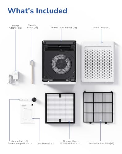 VOOPNU White Large Room Air Purifier with CADR 270, Washable Filter, Sleep Mode