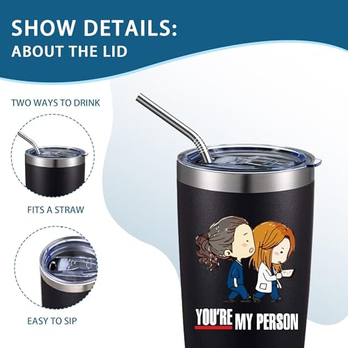 ATHAND Stainless Steel Tumbler 20oz Black - Insulated Travel Mug, Gift Edition