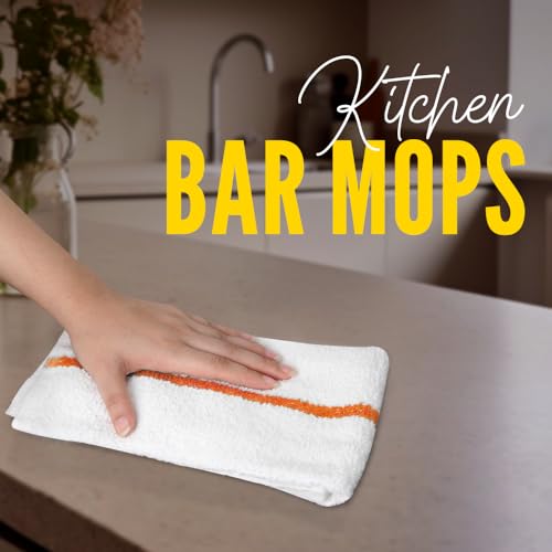 Orange Stripe Towels Pack of 60 - 16x19 Inch Absorbent Cotton Cleaning Rags