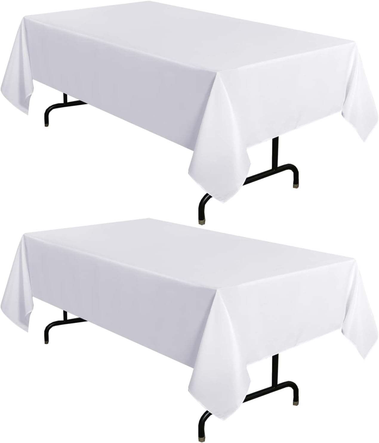 Sancua 2 Pack White Tablecloths - Stain & Wrinkle Resistant 60 x 84 Inch Polyester Covers for Dining & Events