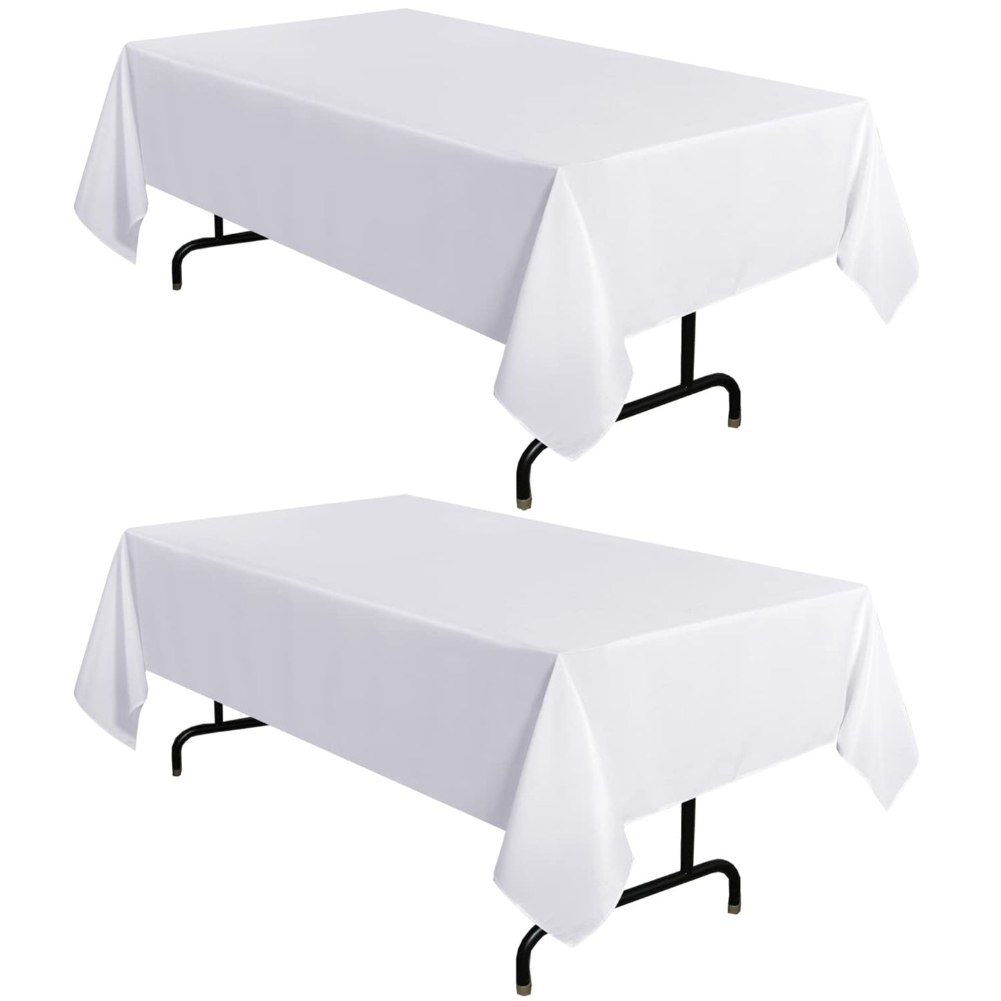 sancua 2 Pack White Tablecloth 54 x 78 Inch, Rectangle 4 Feet Table Cloth - Stain and Wrinkle Resistant Washable Polyester Table Cover for Dining Tables, Buffet Parties and Camping