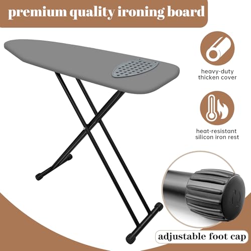 RIZTAIK Gray Compact Ironing Board 13x43 Space Saver for Small Spaces