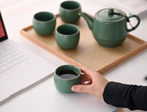 NCQIXIAO Green Rural Style Ceramic Espresso Cups Set of 4, 5oz Coffee Mugs